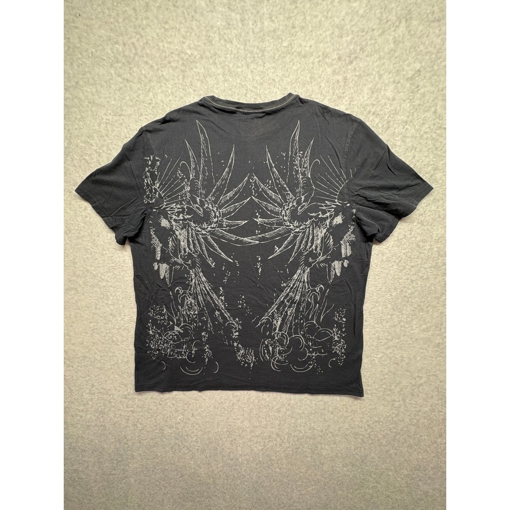 Calvin Klein Mens XL Eagle Graphic T Black Silver Sun Print Crewneck Cotton - Picture 7 of 8